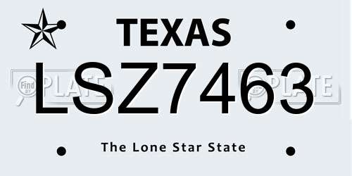 LSZ7463 Texas License Plate