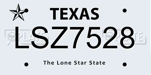 LSZ7528 Texas License Plate