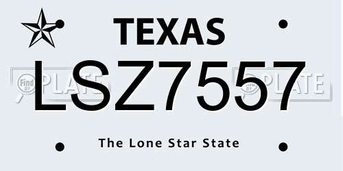 LSZ7557 Texas License Plate