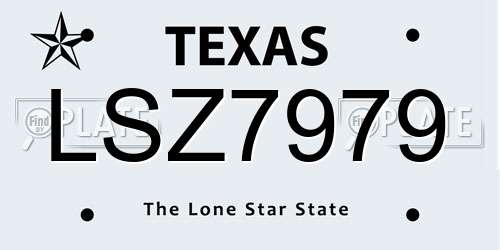 LSZ7979 Texas License Plate
