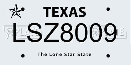 LSZ8009 Texas License Plate