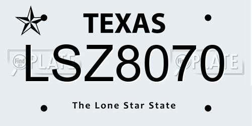 LSZ8070 Texas License Plate