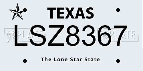 LSZ8367 Texas License Plate