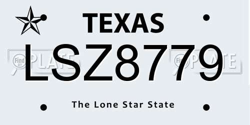 LSZ8779 Texas License Plate