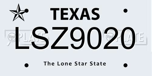 LSZ9020 Texas License Plate