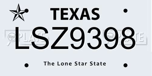 LSZ9398 Texas License Plate