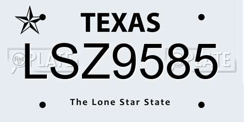 LSZ9585 Texas License Plate