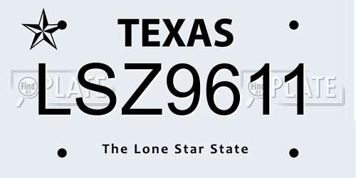 LSZ9611 Texas License Plate