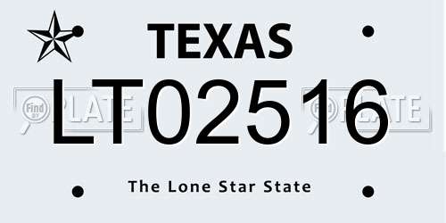 LT02516 Texas License Plate