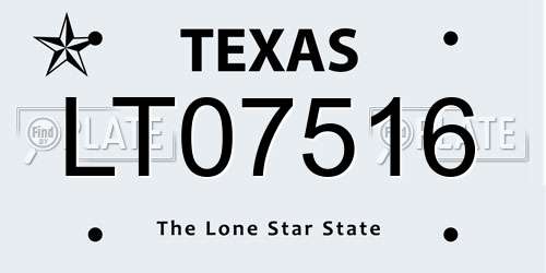 LT07516 Texas License Plate