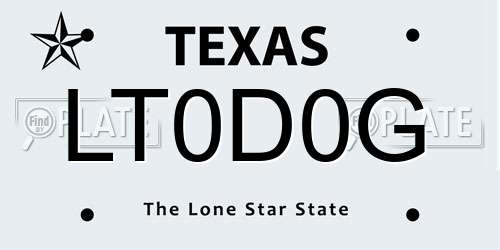 LT0D0G Texas License Plate