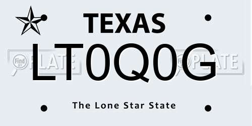 LT0Q0G Texas License Plate