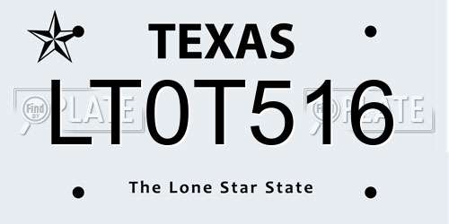 LT0T516 Texas License Plate
