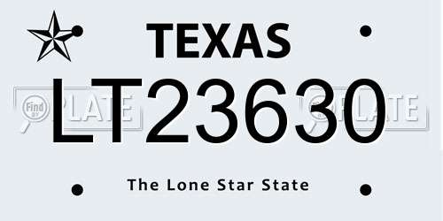 LT23630 Texas License Plate