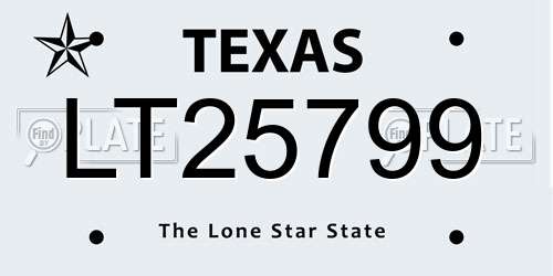 LT25799 Texas License Plate