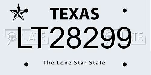 LT28299 Texas License Plate