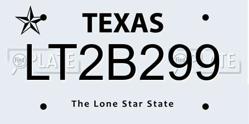 LT2B299 Texas License Plate