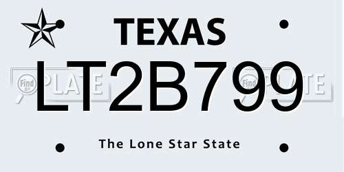 LT2B799 Texas License Plate