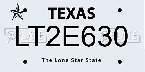 LT2E630 Texas License Plate