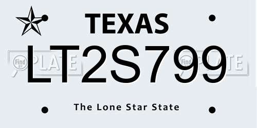 LT2S799 Texas License Plate