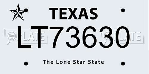 LT73630 Texas License Plate