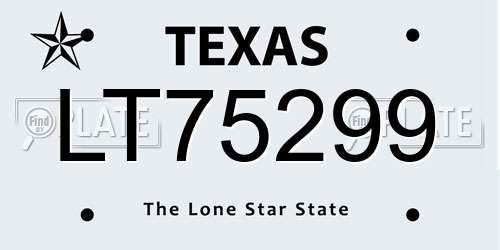 LT75299 Texas License Plate