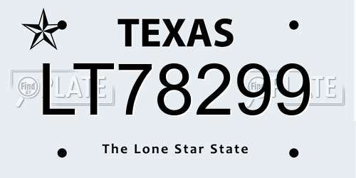 LT78299 Texas License Plate