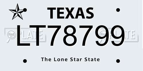 LT78799 Texas License Plate