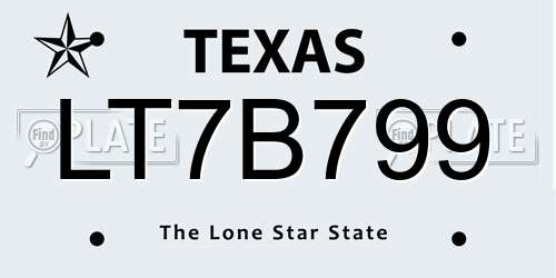LT7B799 Texas License Plate