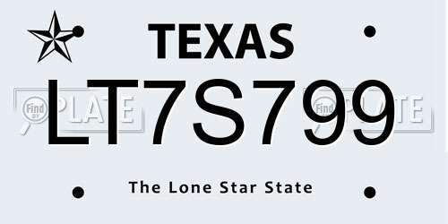 LT7S799 Texas License Plate