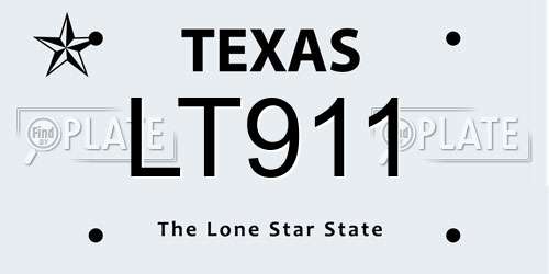 LT911 Texas License Plate