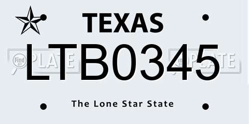 LTB0345 Texas License Plate