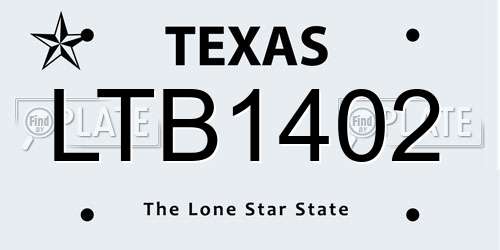 LTB1402 Texas License Plate