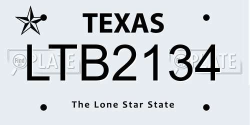 LTB2134 Texas License Plate