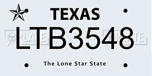 LTB3548 Texas License Plate