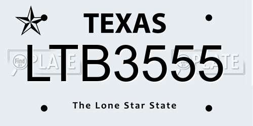 LTB3555 Texas License Plate