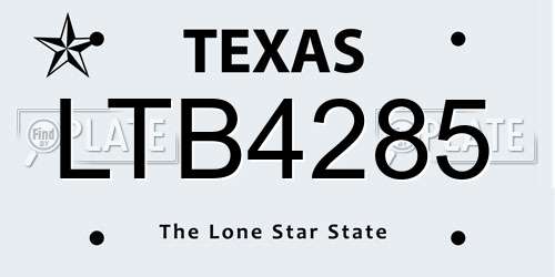 LTB4285 Texas License Plate