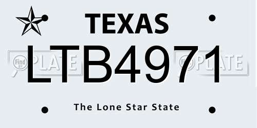 LTB4971 Texas License Plate