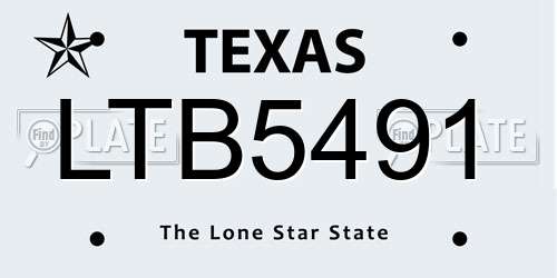 LTB5491 Texas License Plate
