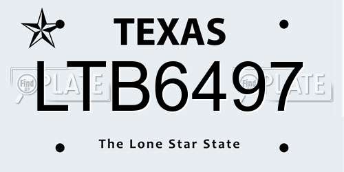 LTB6497 Texas License Plate