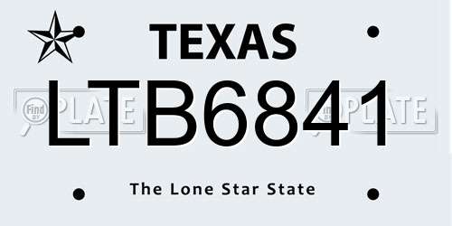 LTB6841 Texas License Plate