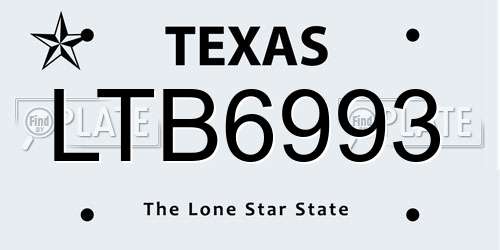 LTB6993 Texas License Plate