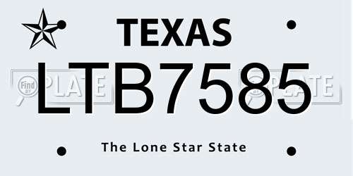 LTB7585 Texas License Plate