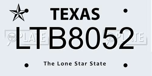 LTB8052 Texas License Plate