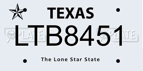 LTB8451 Texas License Plate