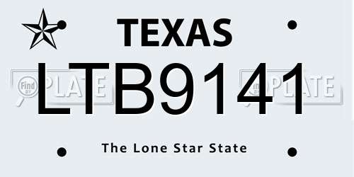 LTB9141 Texas License Plate