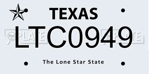 LTC0949 Texas License Plate