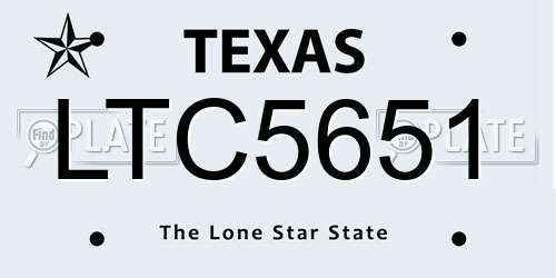 LTC5651 Texas License Plate