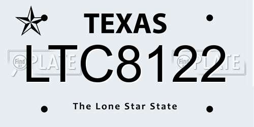 LTC8122 Texas License Plate