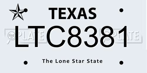 LTC8381 Texas License Plate
